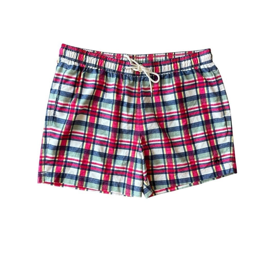 NEW Brooks Brother's Mens XL Plaid Drawstring Swimming Lined Preppy Short Trunks